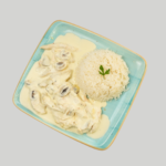 Chicken Stroganoff with pasta or Rice